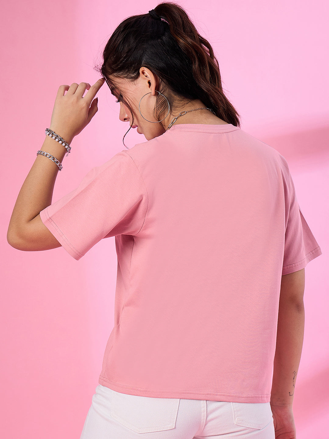 Drop Shoulder Solid T-Shirt for Women
