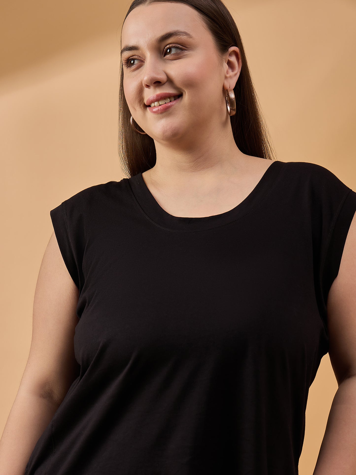 Women's Solid Black Lounge Dress