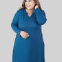 Plus Size Full Sleeves Long Top For Women - Blue