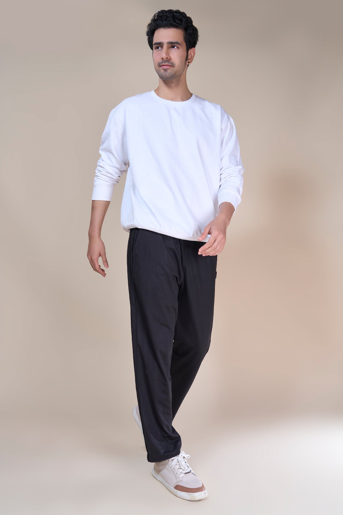Jinxer Men Side Striped wide leg Fit Trackpants Black