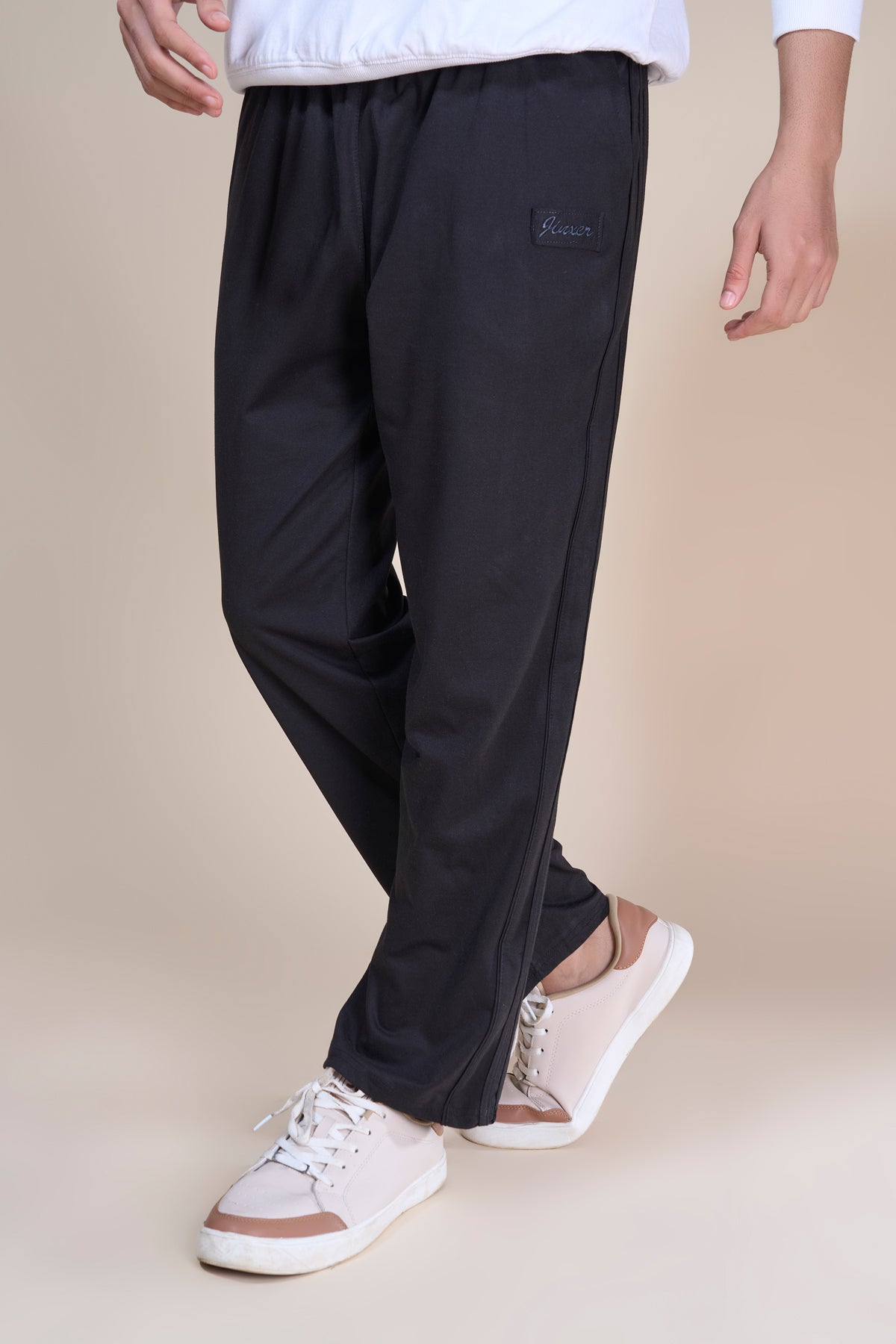 Jinxer Men Side Striped wide leg Fit Trackpants Black