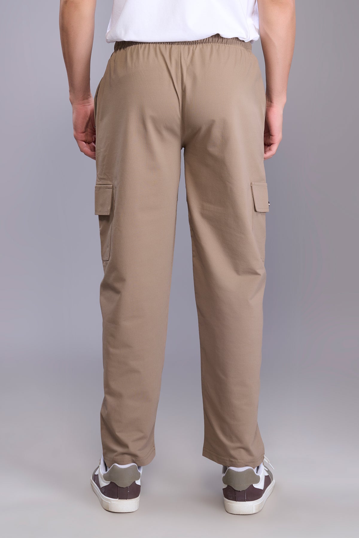 Brown Cotton Blend Regular Fit Cargo