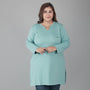 Plus Size Full Sleeves Long Top For Women - Sage