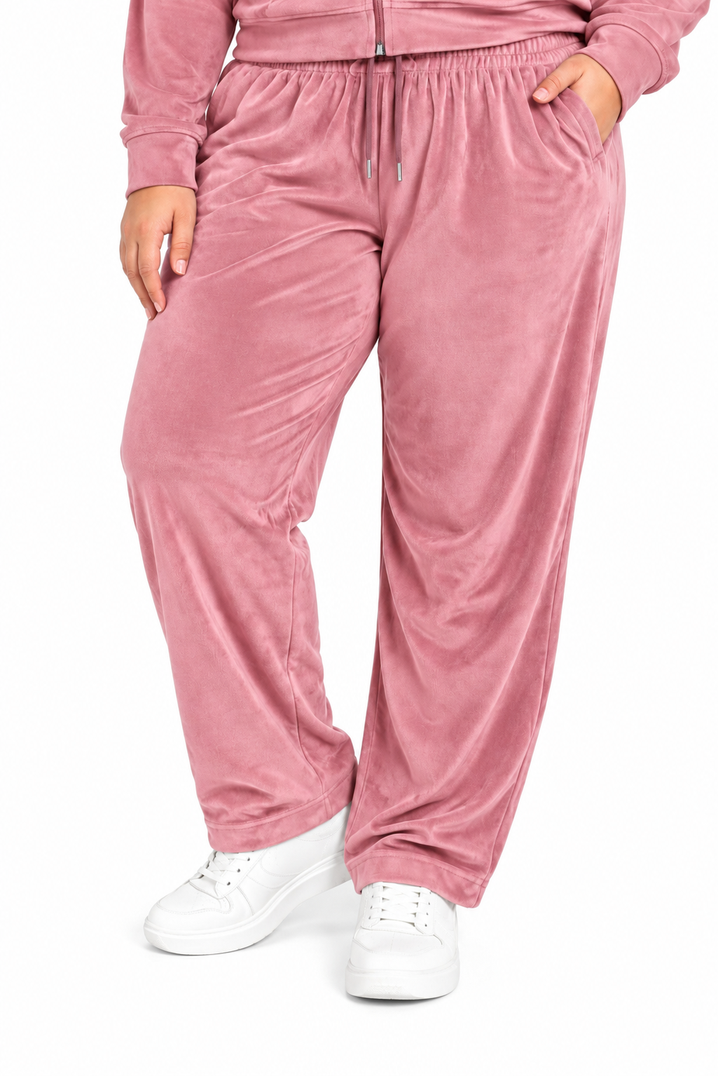 Winter Cotton Velvet Tracksuit For Women - Rosy Pink