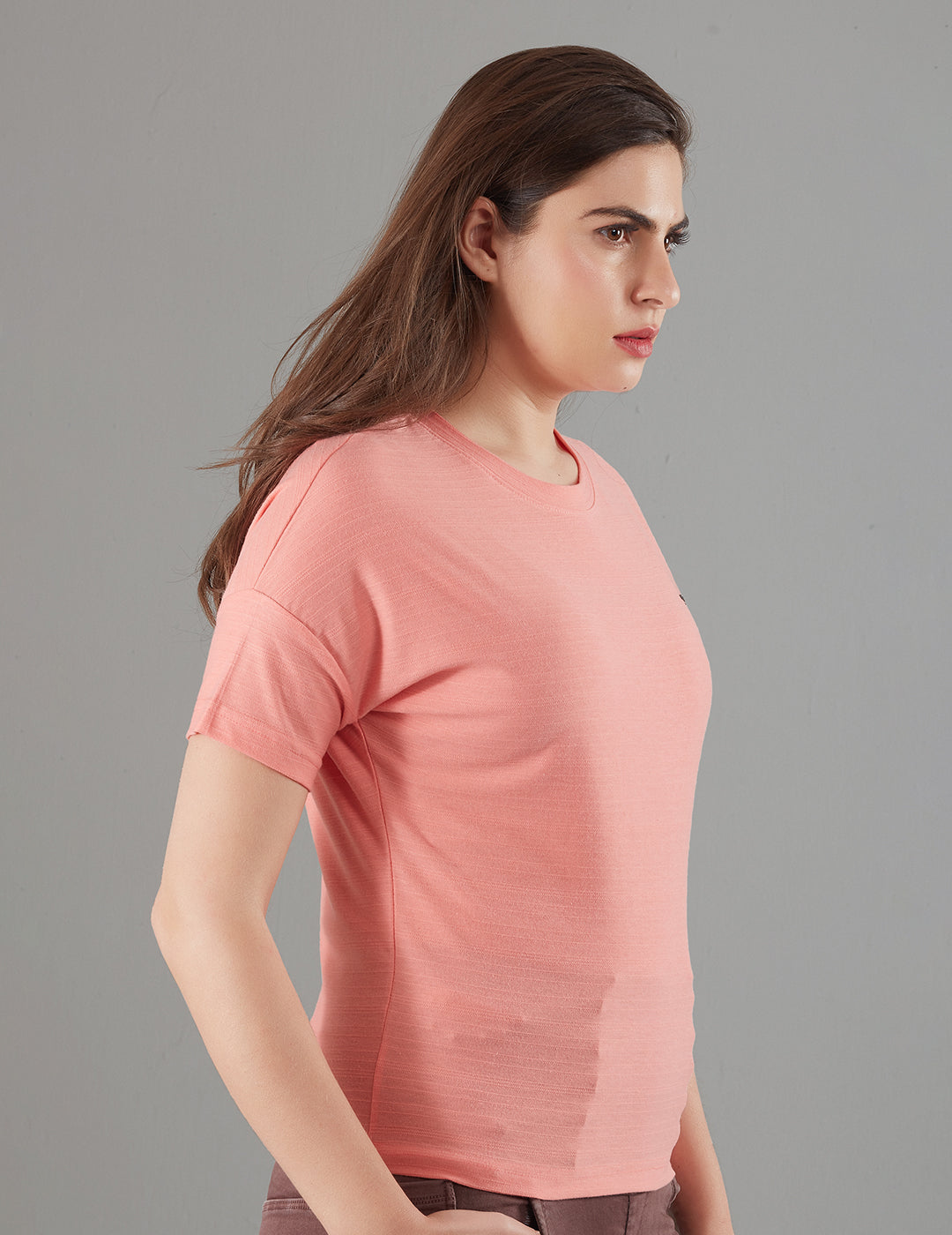 Women Plain Short T-shirts - Peach