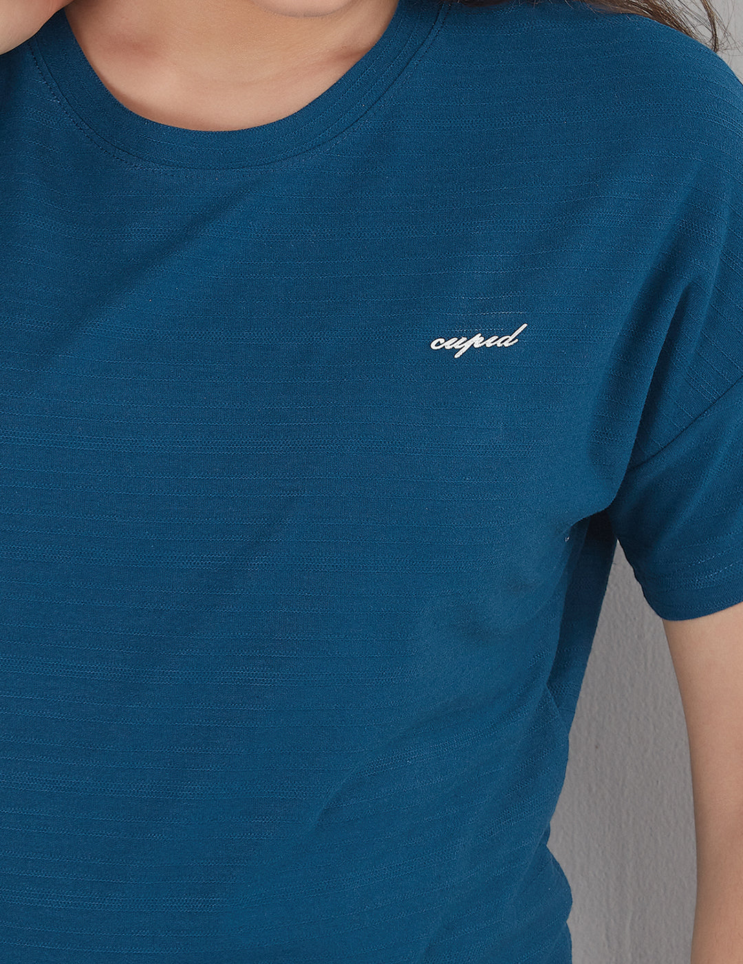 Women Plain Short T-shirts - Teal Blue