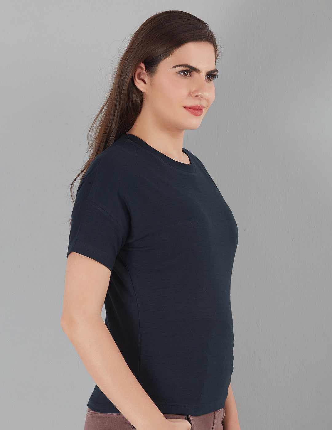 Women Plain Short T-shirts - Imperial Blue