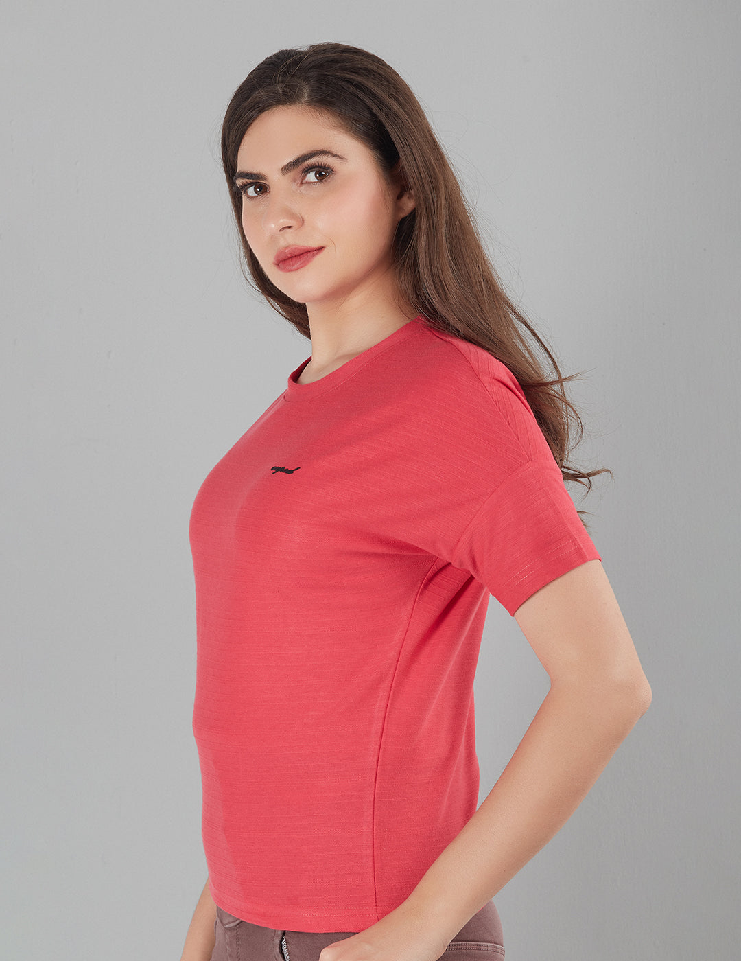 Women Plain Short T-shirts - Hot Pink