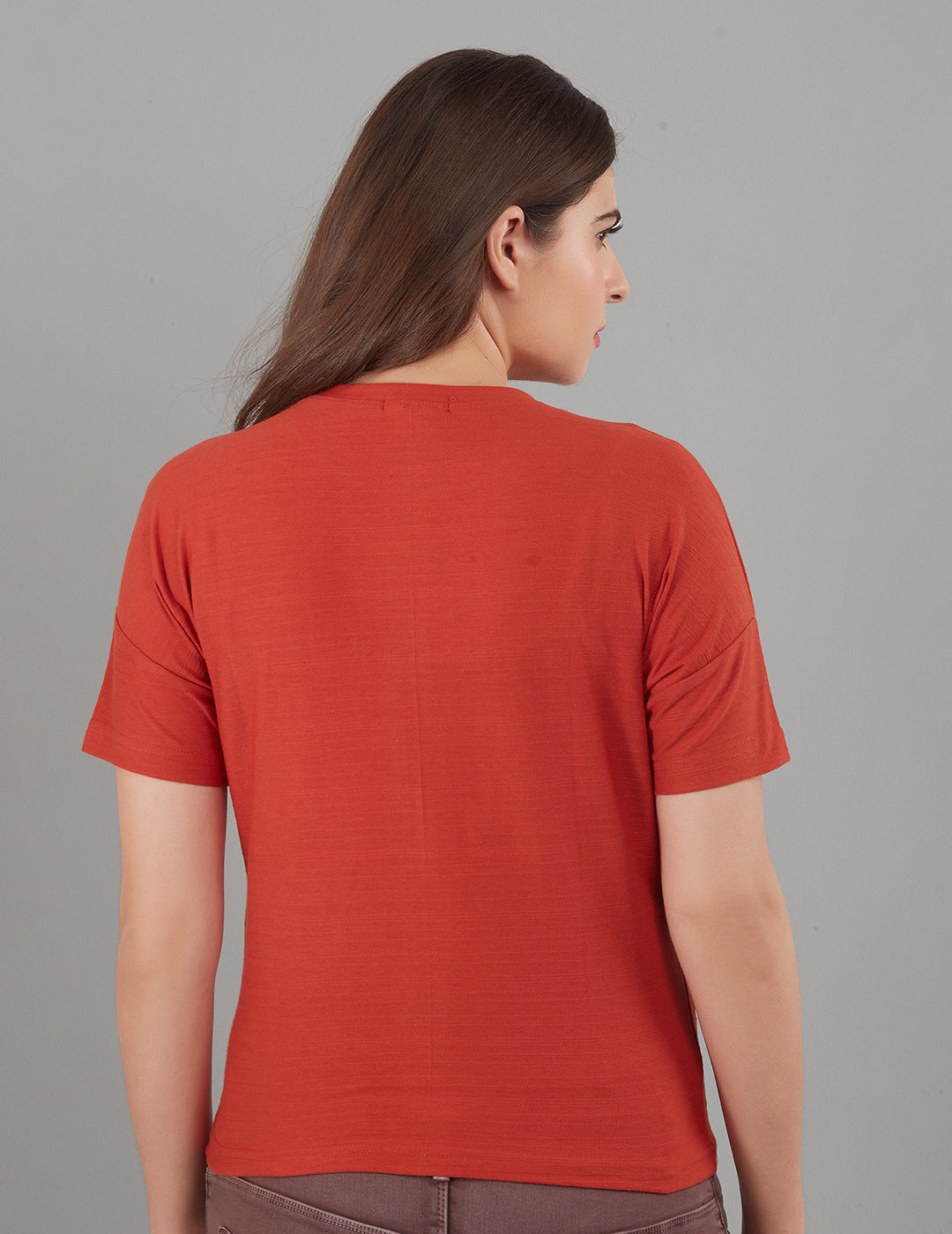 Women Plain Short T-shirts - Rust