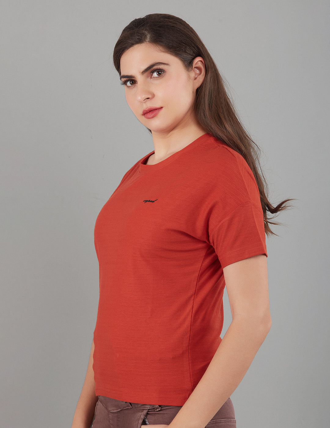 Women Plain Short T-shirts - Rust