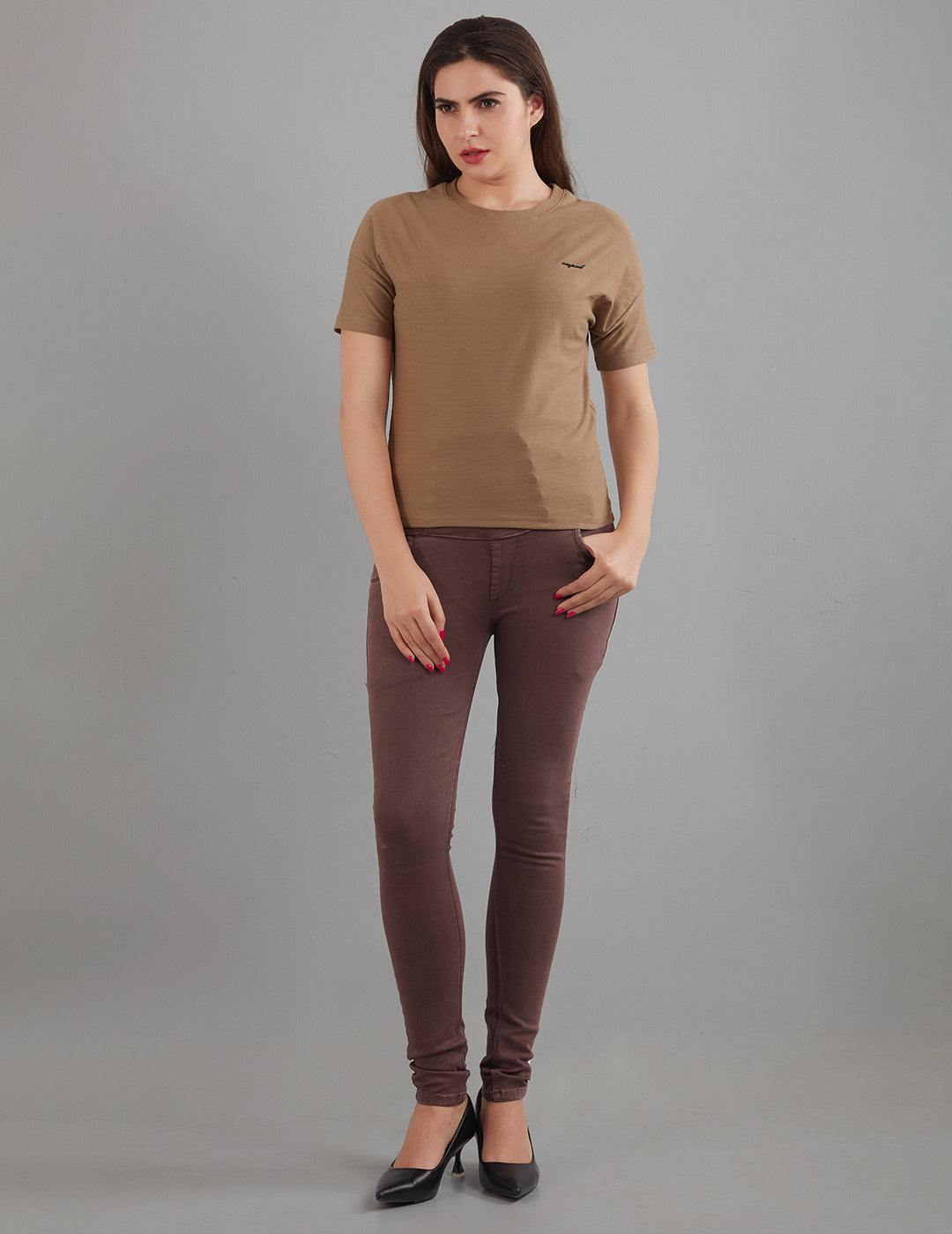 Women Plain Short T-shirts - Tortilla