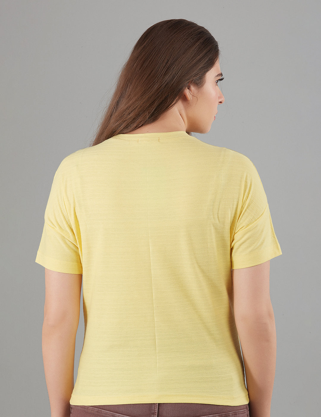 Women Plain Short T-shirts - Lemon