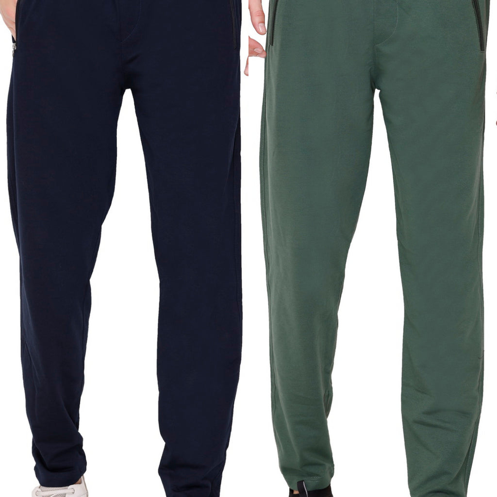 Jinxer Cotton  Pants For Men With Zipper Pockets -Combo Pack Of 2