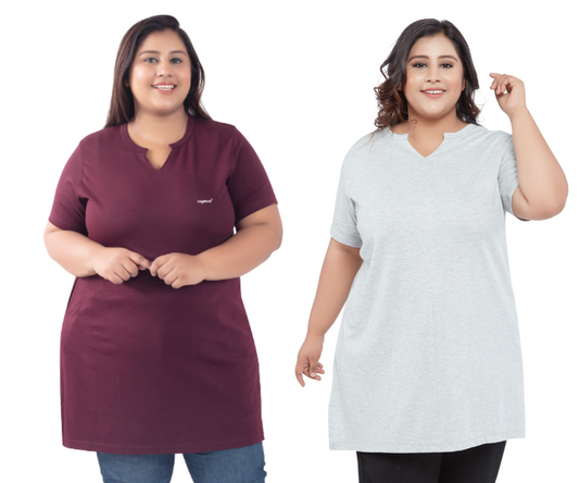 Comfortable Plus Size Half Sleeves Long Top For Women (Pack Of 2) Online In India