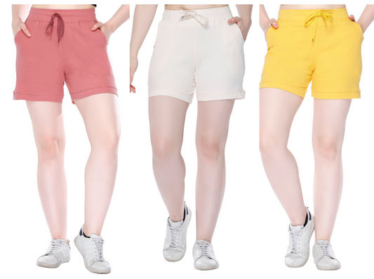 Comfortable Plain Bermuda Shorts For Women (Pack of 3) Online In India