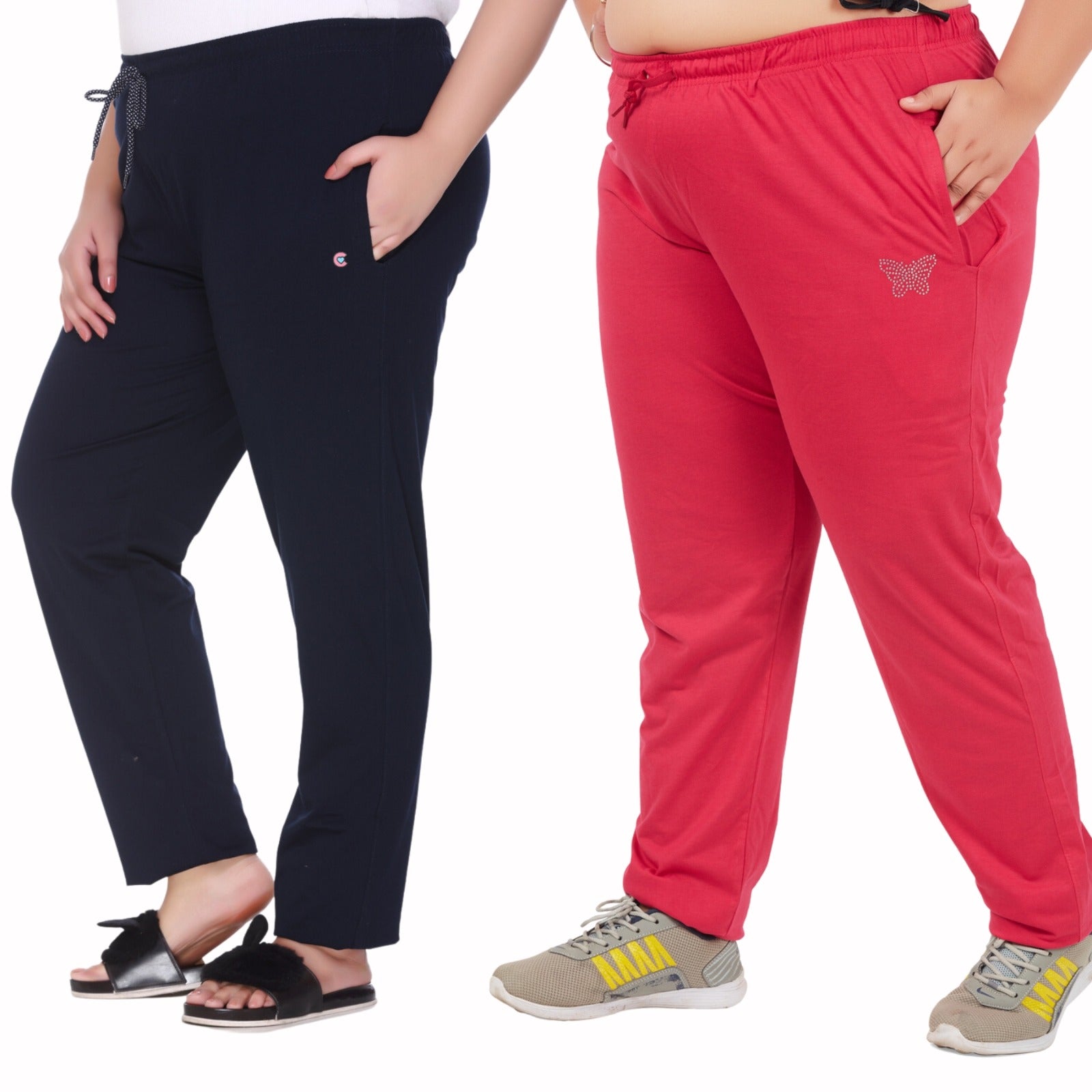 Buy Comfortable Plus Size Plain Cotton Track Pants For Women In