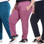 Cotton Track Pants For Women Pack of 3 (Mauve, Teal & Navy Blue)