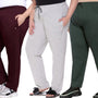 Cotton Track Pants For Women Pack of 3 (Grey, Bottle Green & Wine)