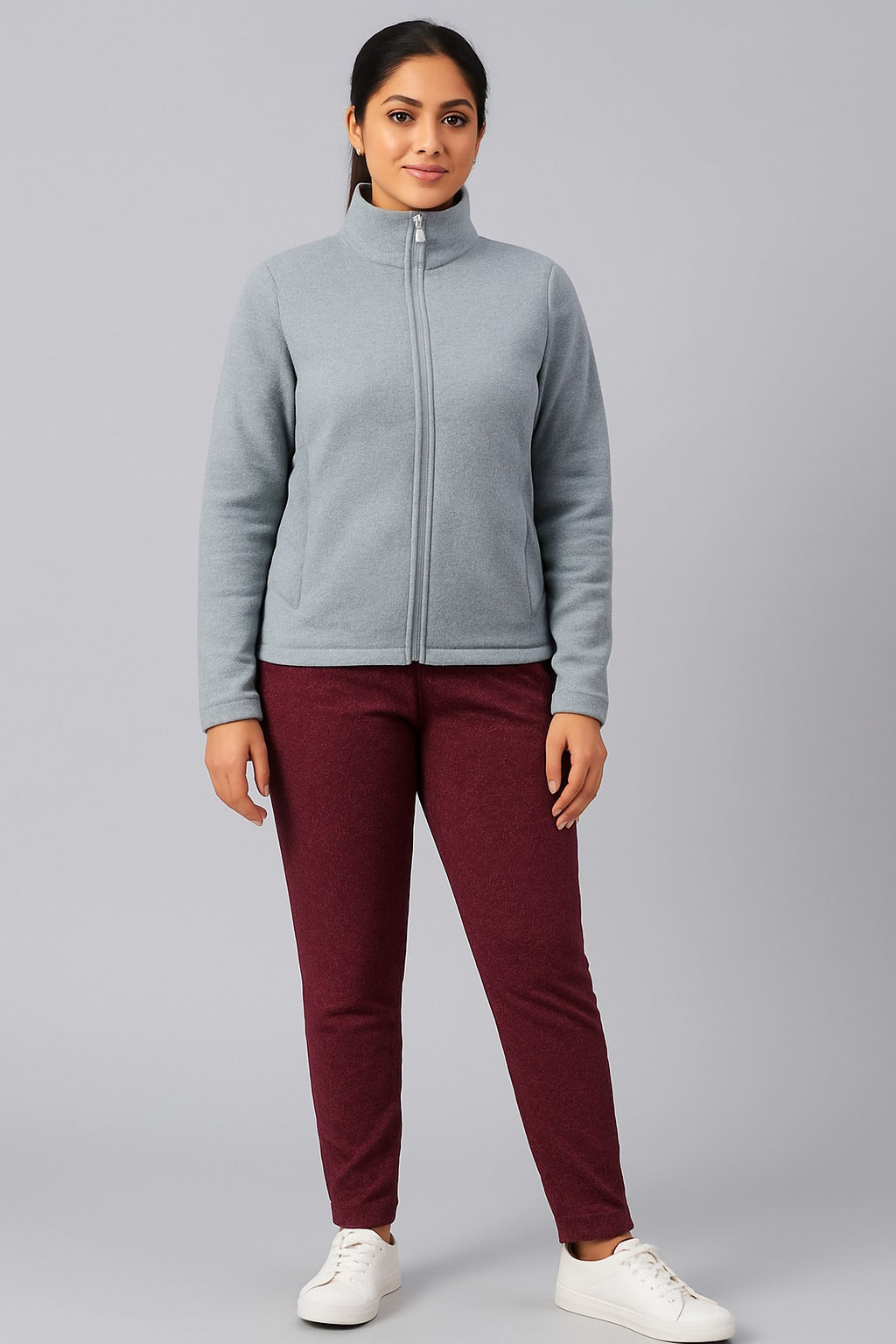 Winter Cotton Fleece Printed Joggers For Women