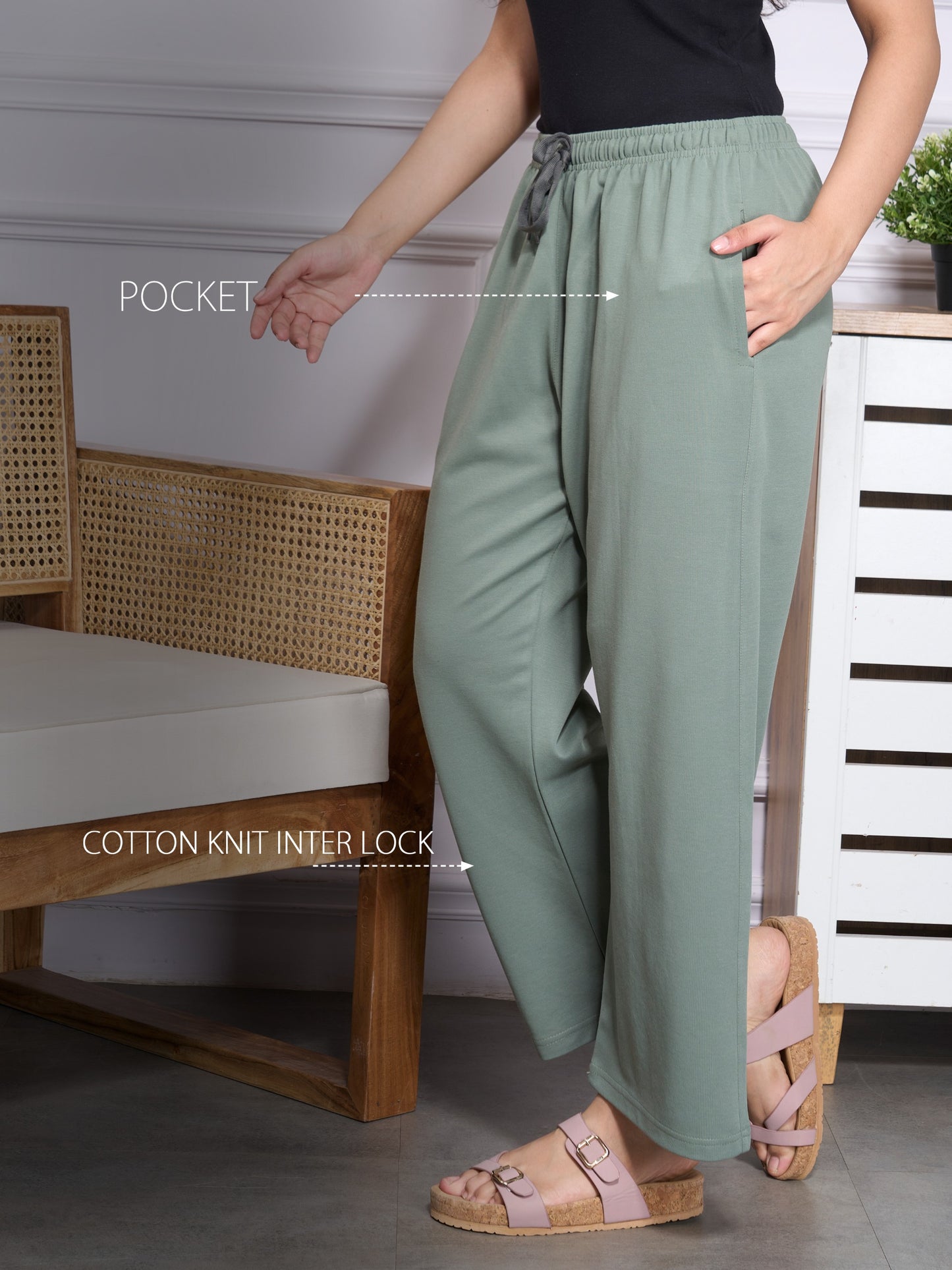 High Rise Cotton Pants for Women