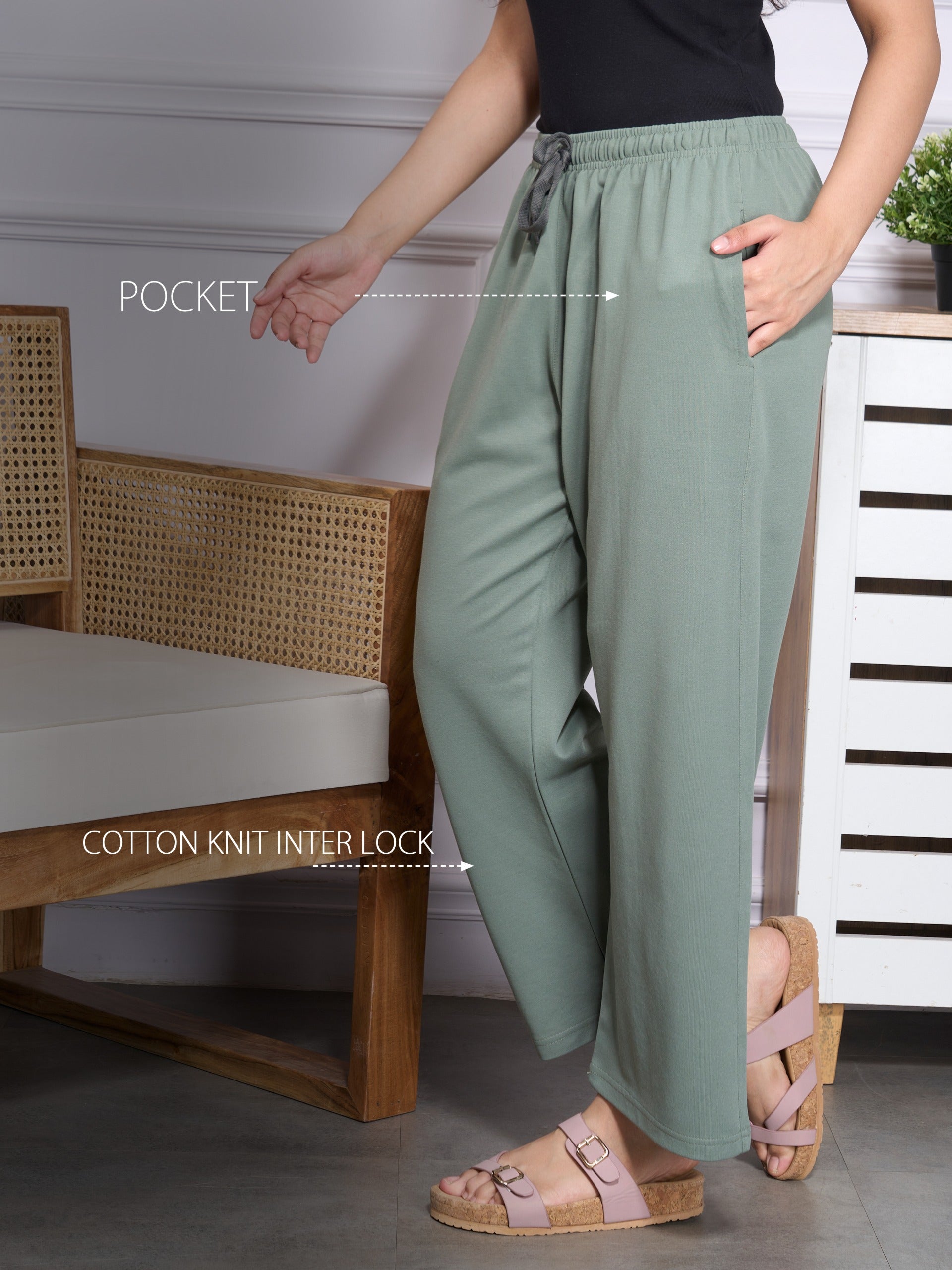 High Rise Cotton Pants for Women