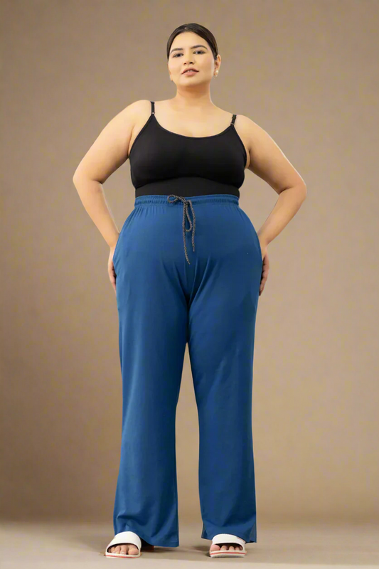 High Rise Cotton Straight Denim Trackpants