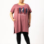 Long Line T-Shirt For Women -Half Sleeves- Mauve