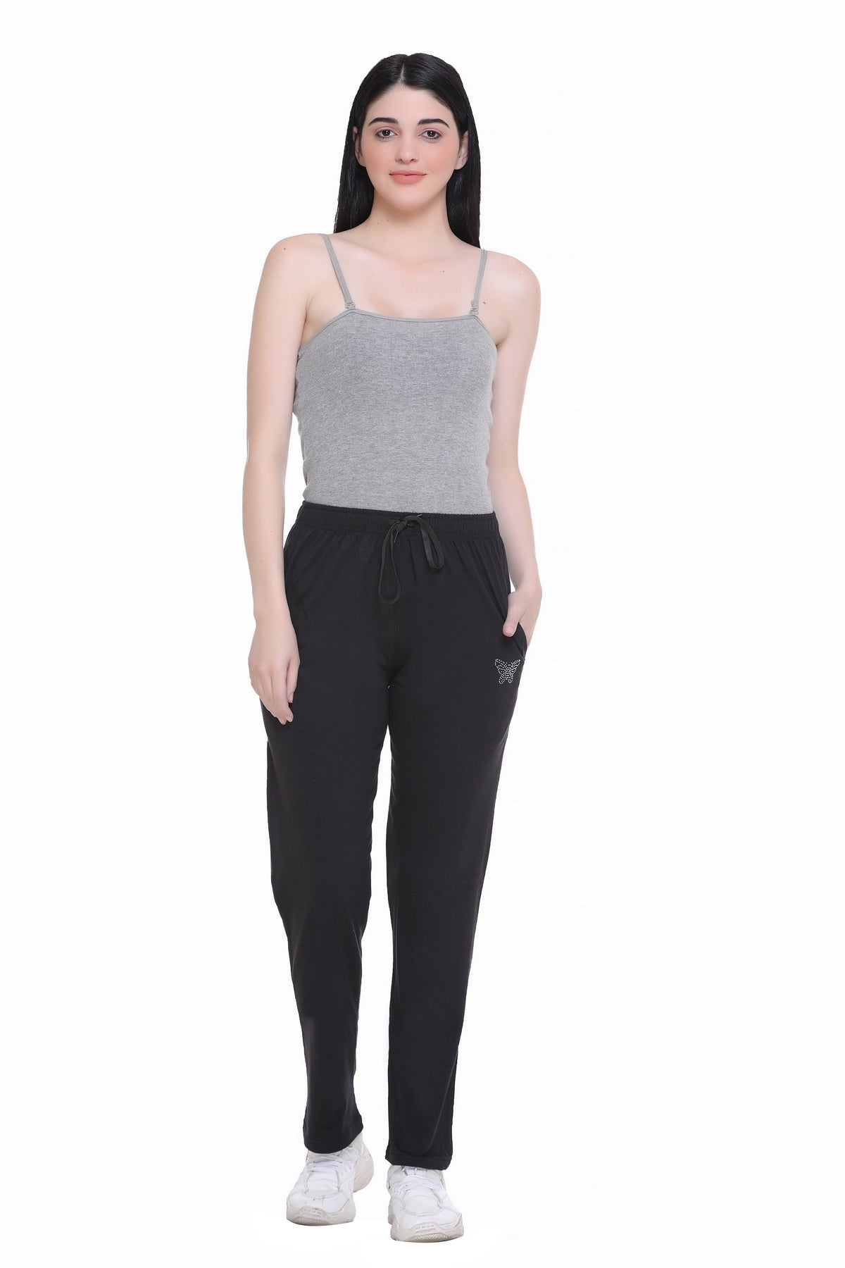Cotton Track Pants For Women Pack of 2 (Sky & Black)