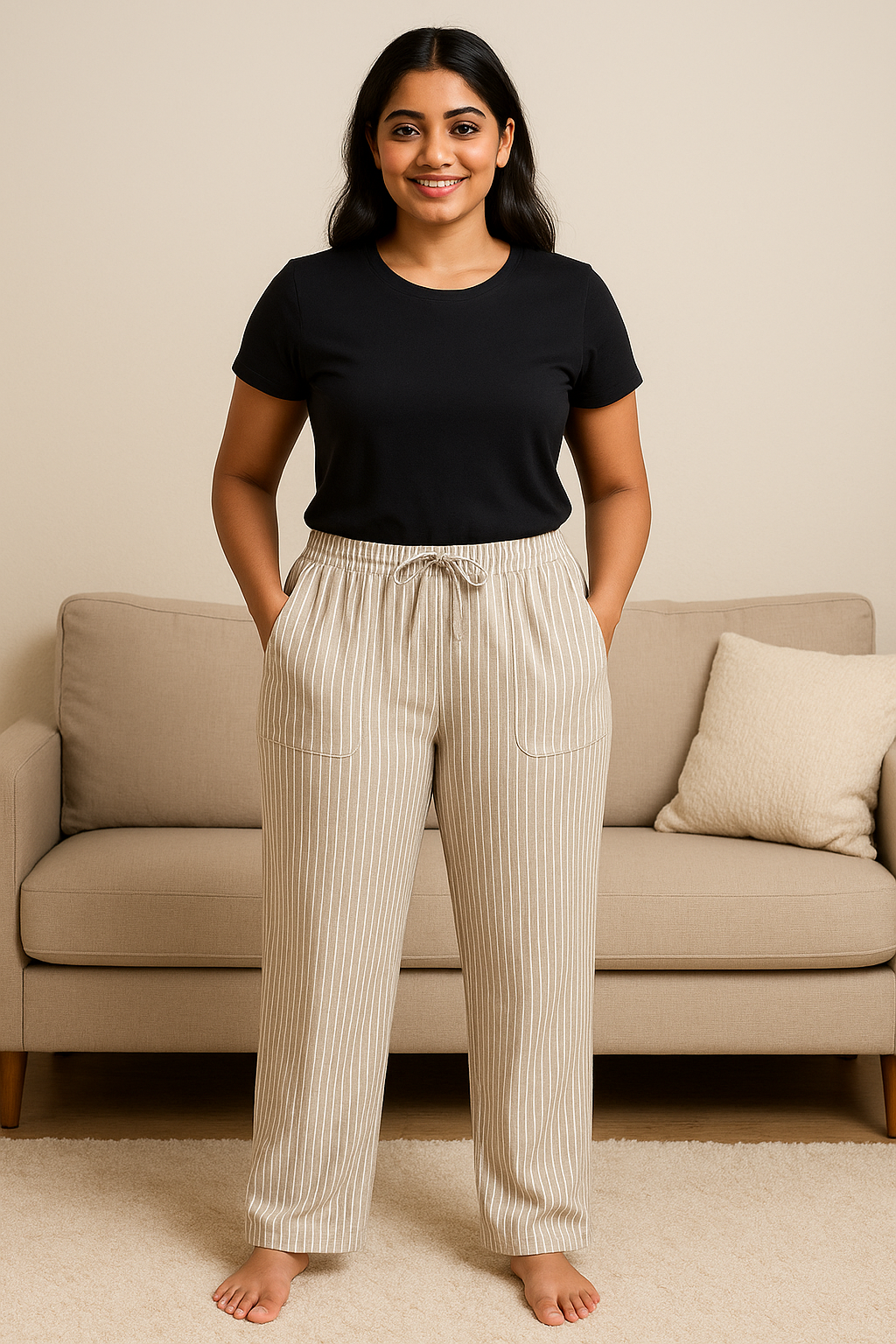 Women’s Cotton Striped Pajama Pants | High Waisted | Sizes L–5XL