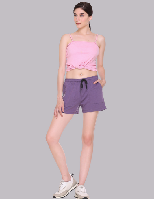 Buy Lavender Shorts Pants For Ladies