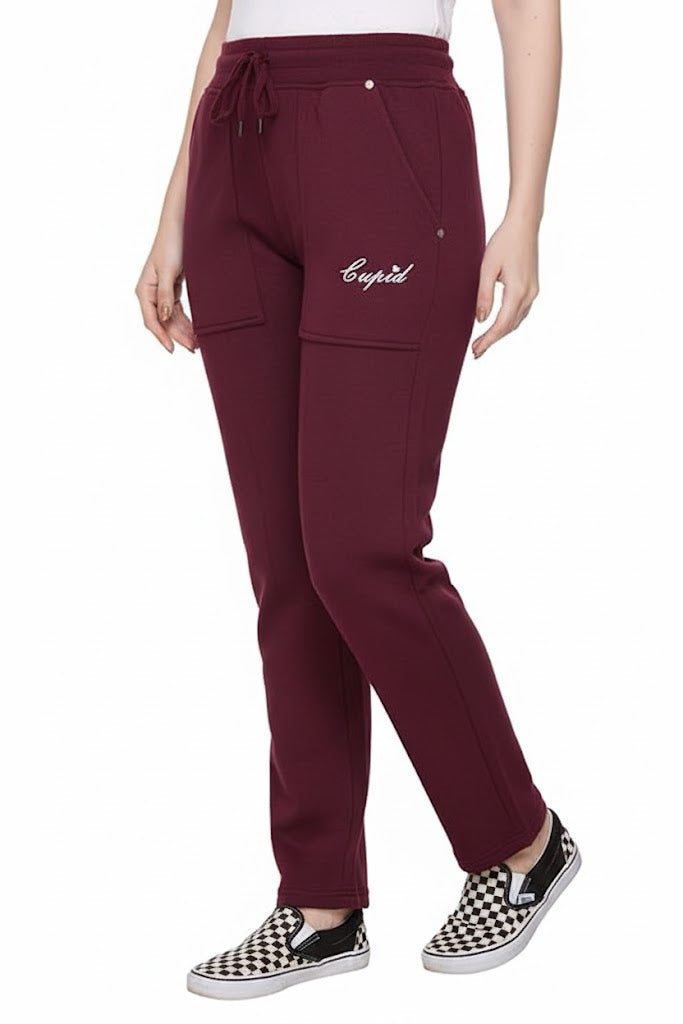 Winters Fleece Lined Warm Sweatpants -Wine