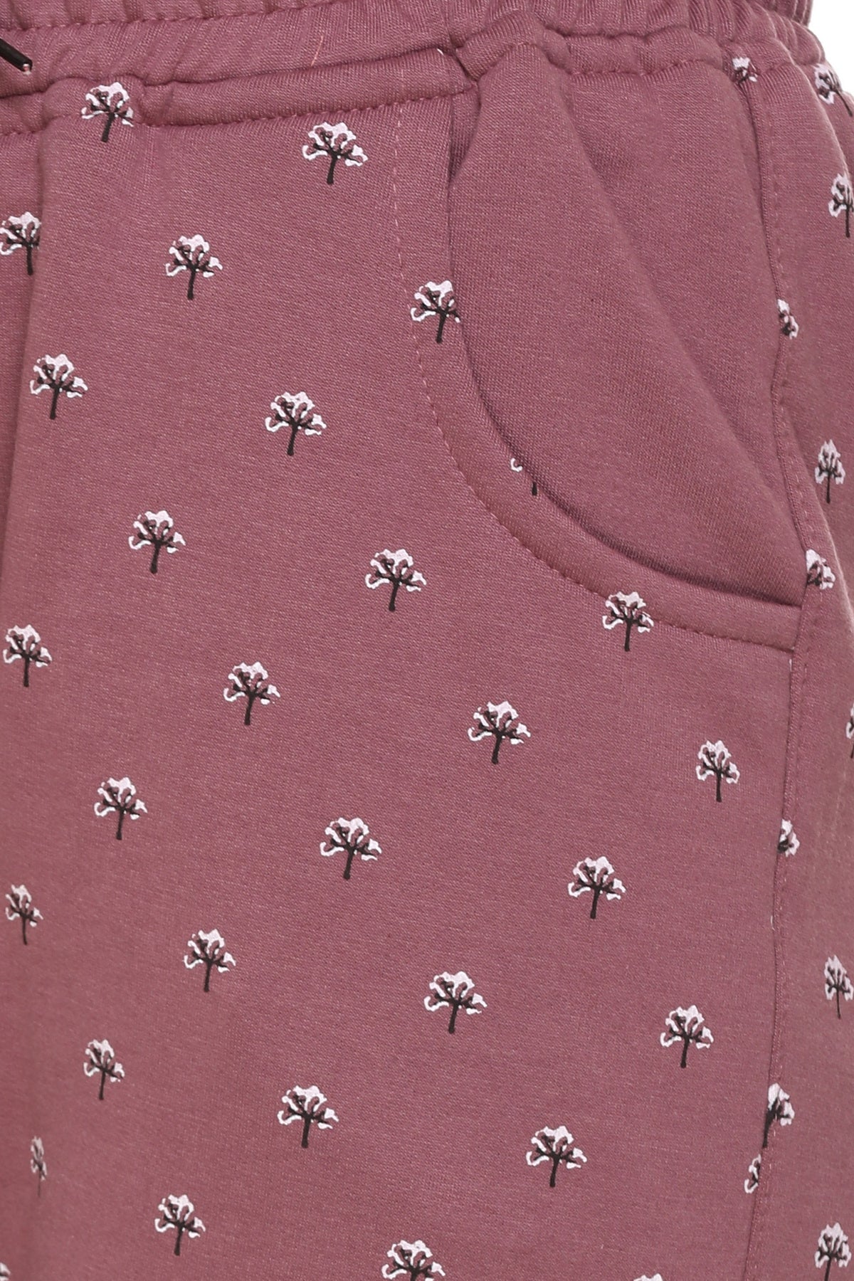 Comfortable Mauve Winter Fleece Cotton Printed Joggers for Women online in India