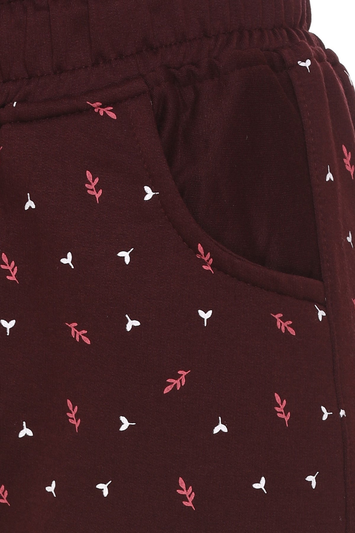 Comfortable Wine Winter Fleece Cotton Printed Joggers for Women online in India