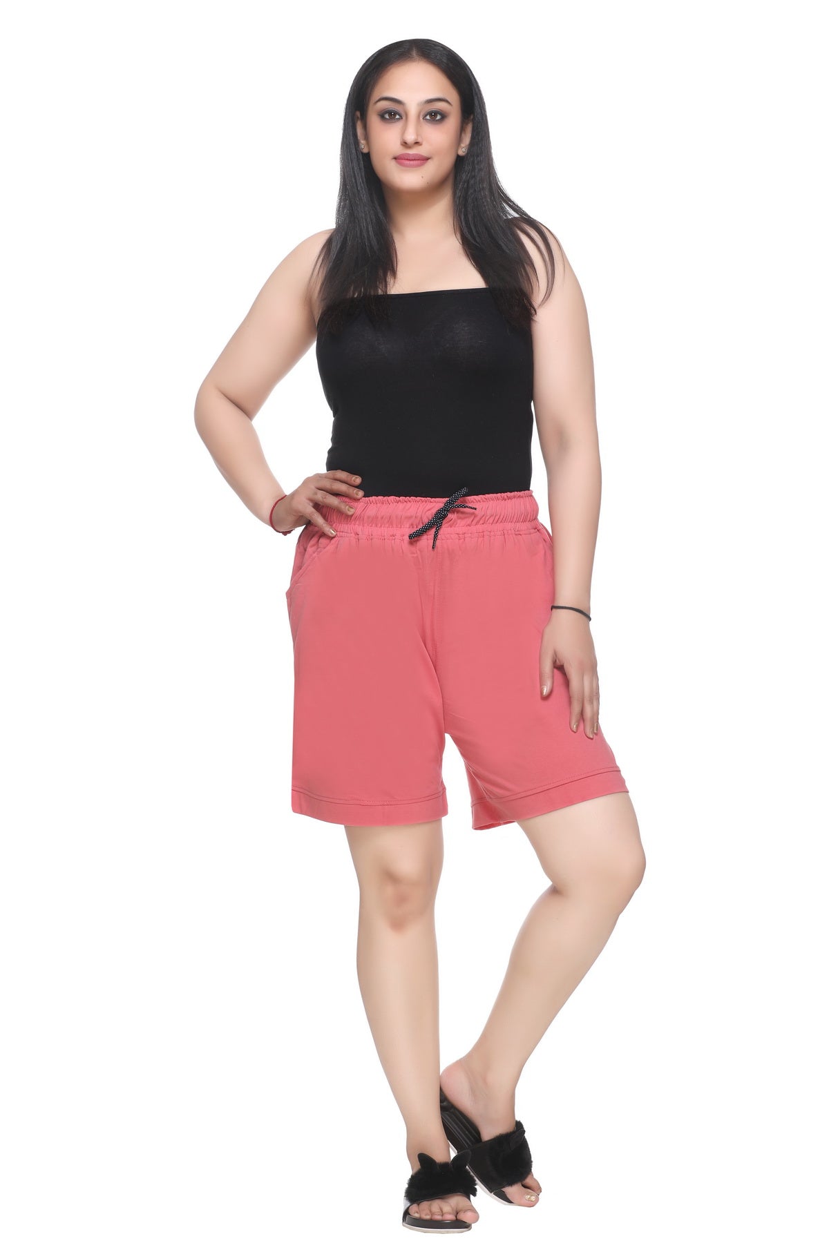 CUPID Plus Size Plain Barmuda/ Lounge Shorts for Women Combo of 2 (Rosy Pink/ Grey) freeshipping - Cupid Clothings