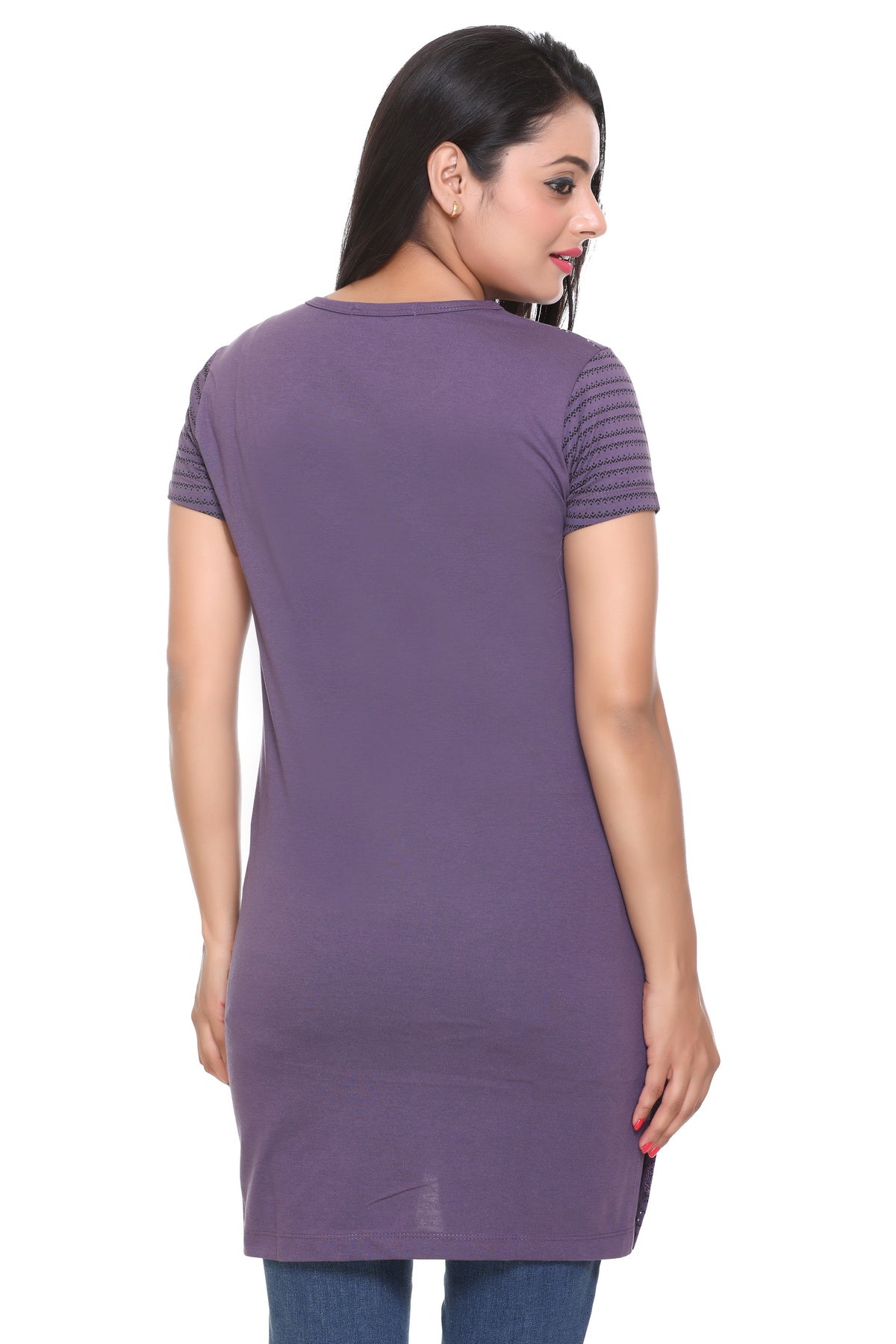 Cotton Printed Long T-Shirts For Women In Half Sleeves At Online