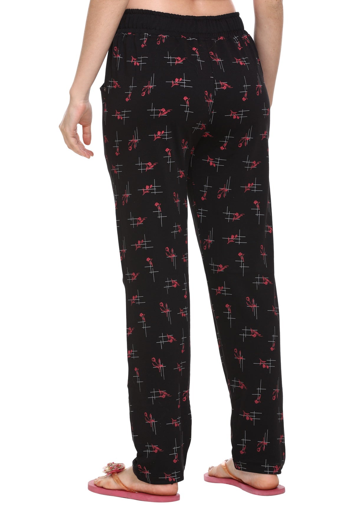 Cotton Printed Pajamas For Women - Black