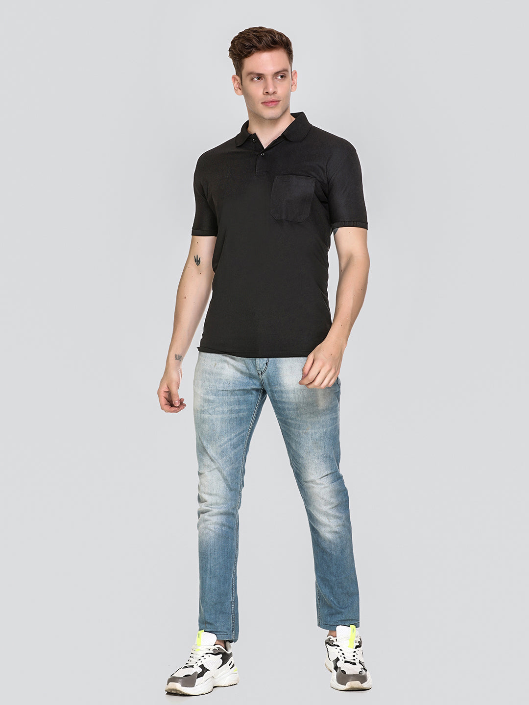 Comfortable Jinxer Black Dry Fit Polo Neck T Shirt for men online in India