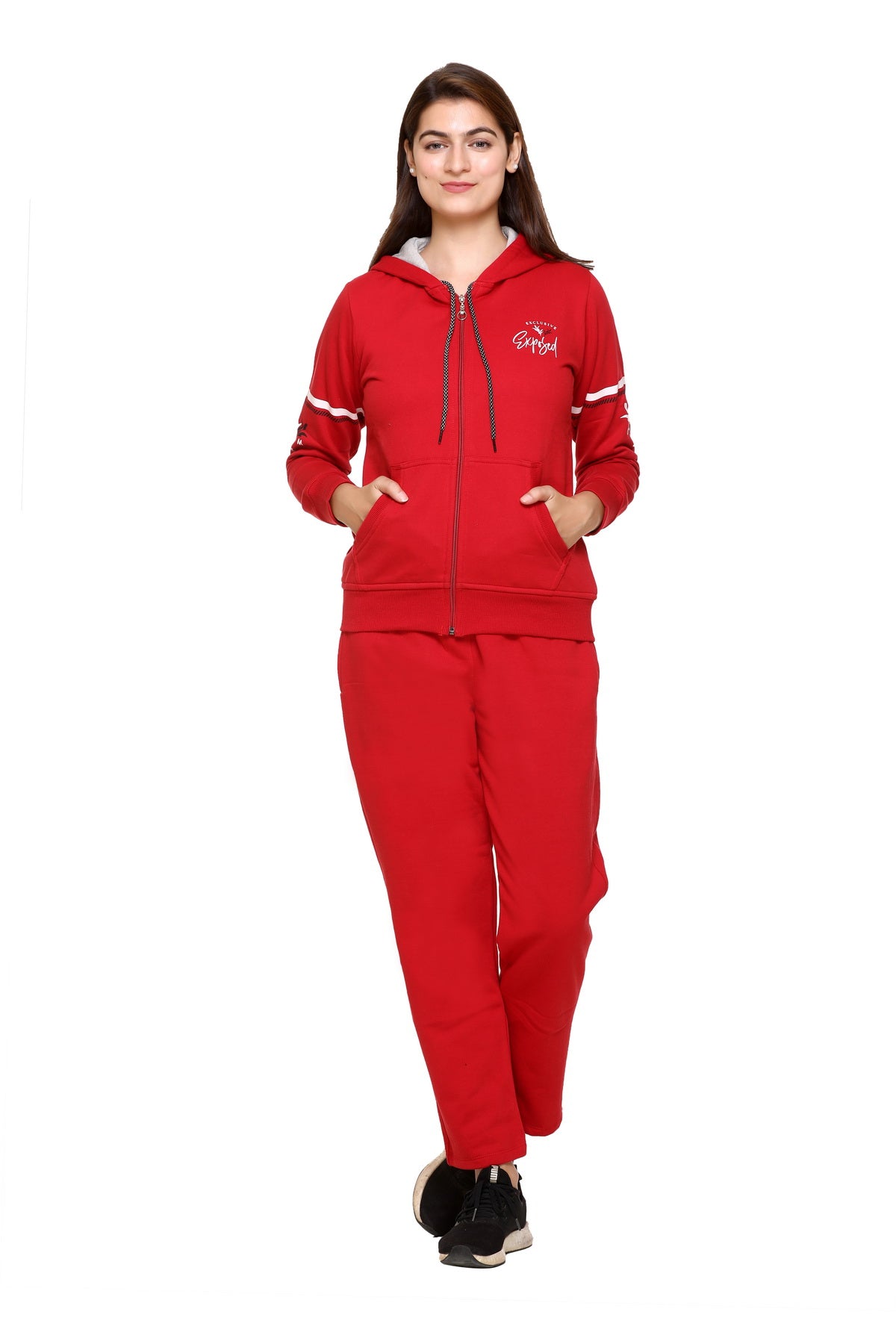 Winter Fleece Tracksuit For Women - Red
