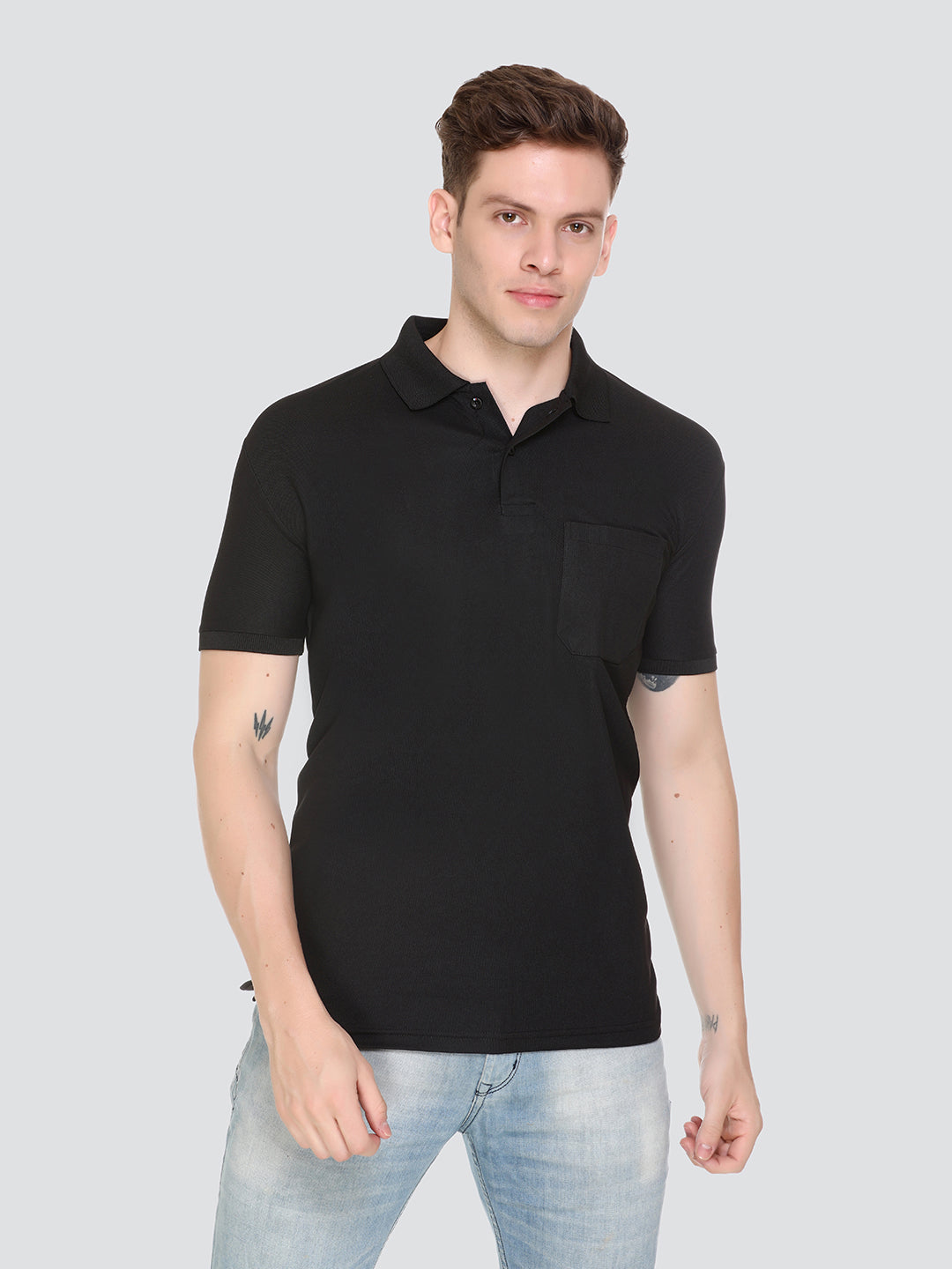 Comfortable Jinxer Black Dry Fit Polo Neck T Shirt for men online in India