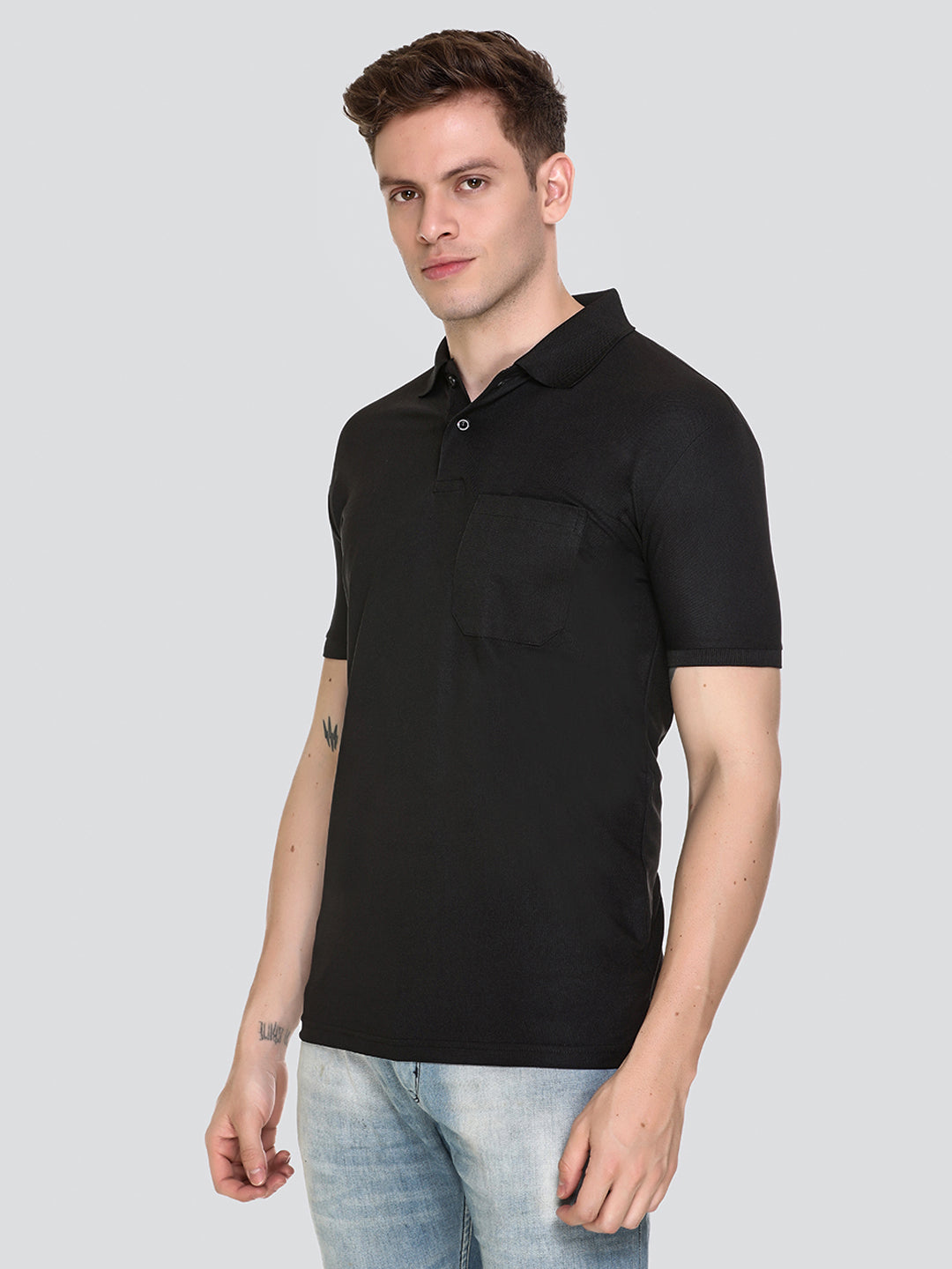 Comfortable Jinxer Black Dry Fit Polo Neck T Shirt for men online in India
