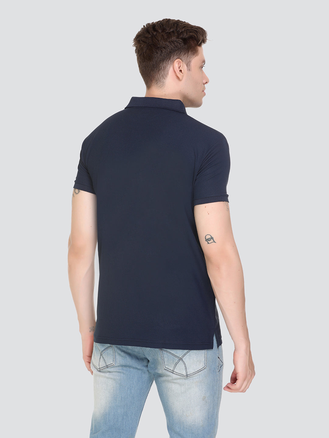 Comfortable Jinxer Navy Blue Dry Fit Polo Neck T Shirt for men online in India