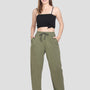 High Rise Cotton Straight Fern Green Trackpants