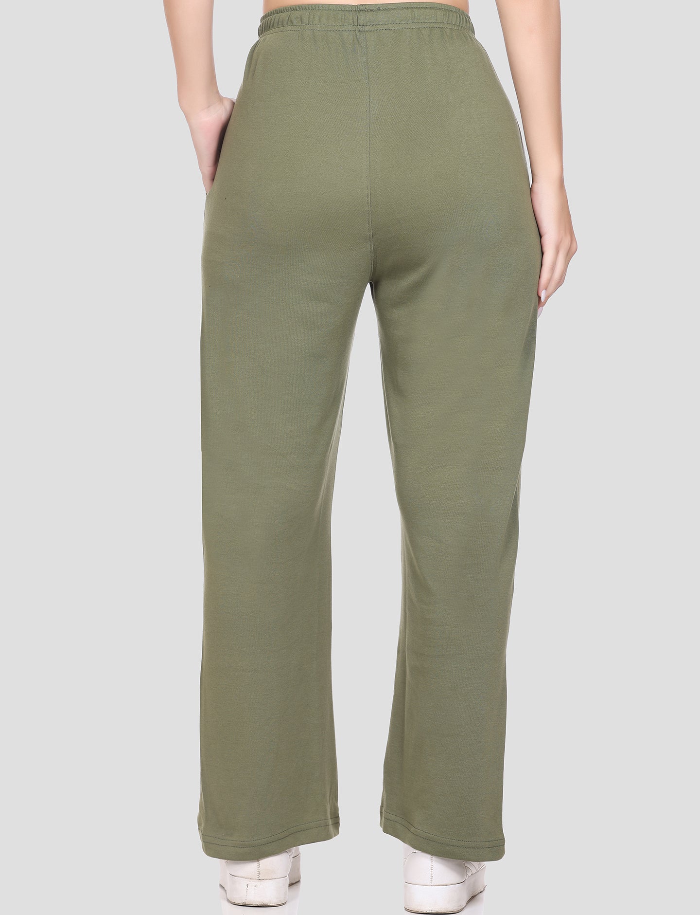 Comfortable Cotton High Waist Flared Pants For Women in Fern Green online at best prices