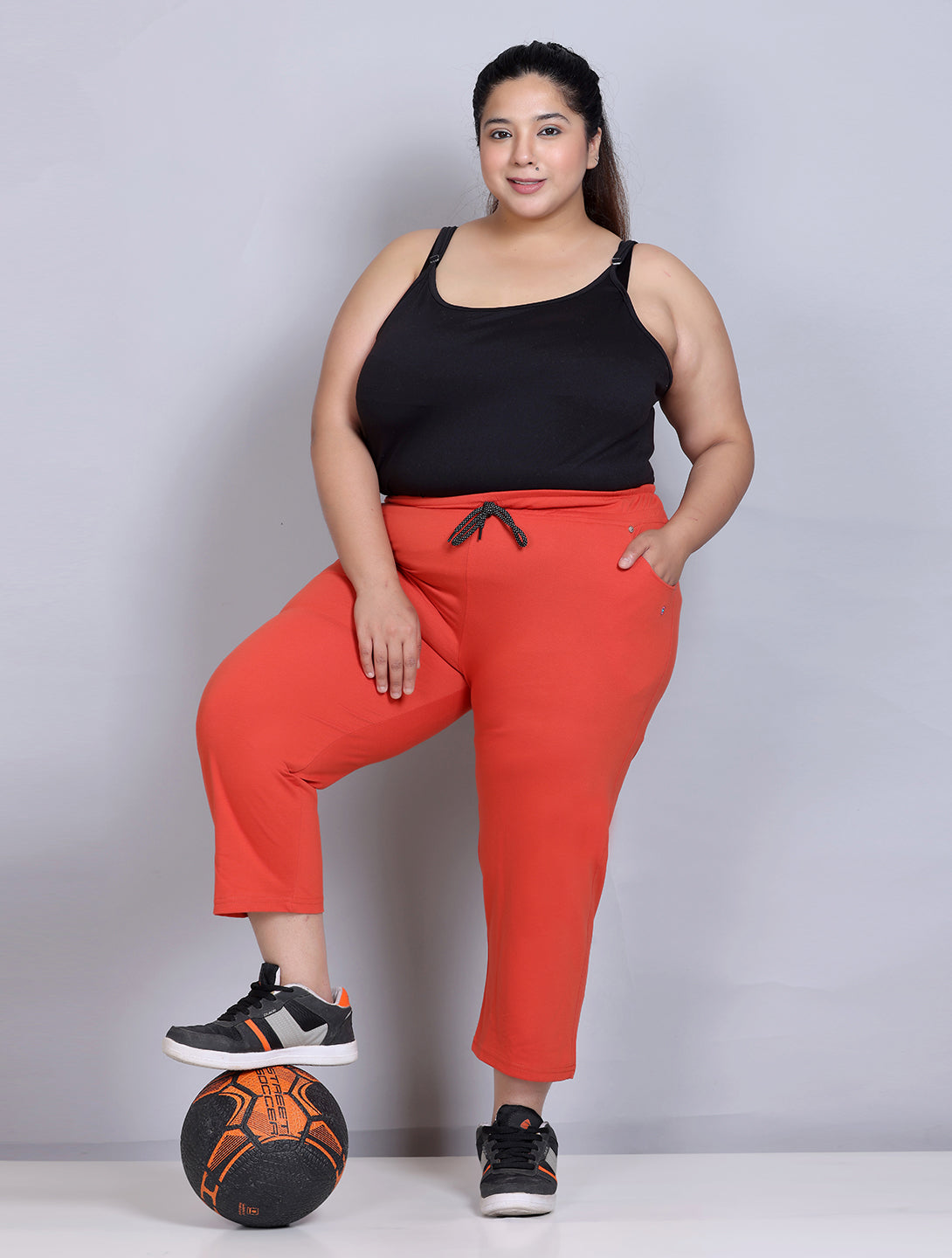 Buy Comfy Orange Half Cotton Capri Pants For Women Online In India