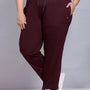 Cotton Track Pants For Women - Wine