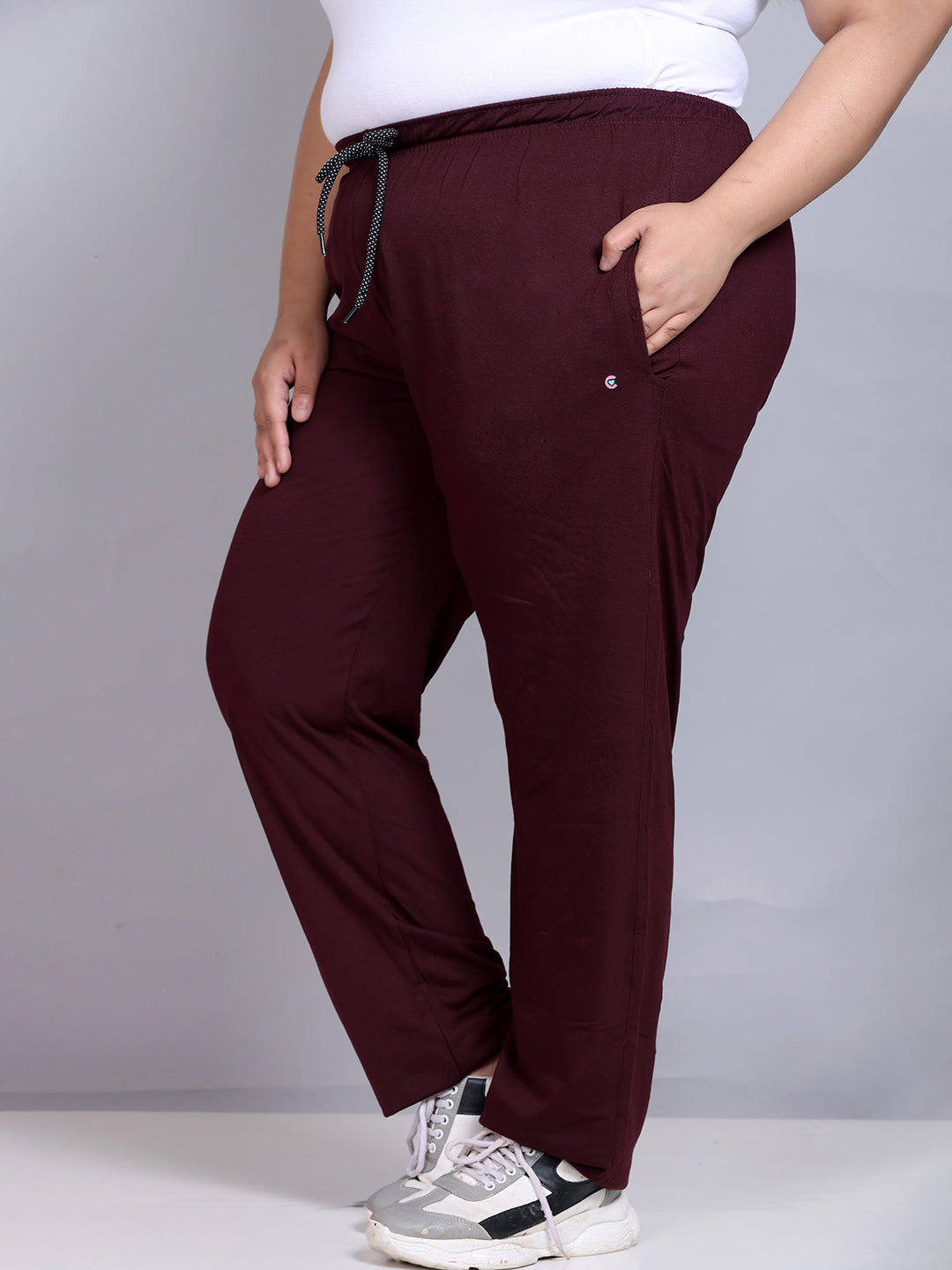 Comfy Wine Cotton Track Pants For Women At Best Prices