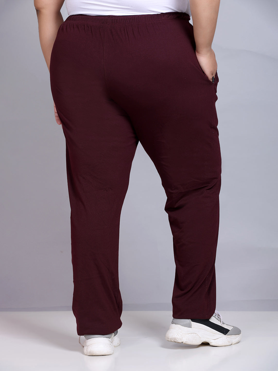 Buy Wine Cotton Track Pants For Women