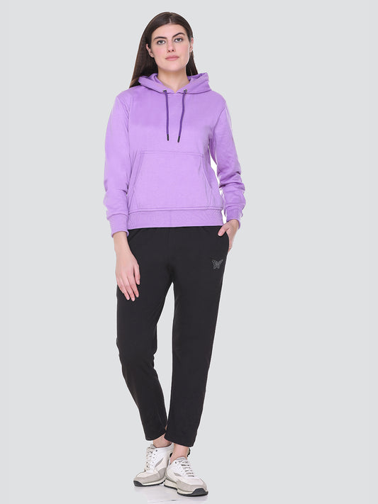 Blue Winter Fleece Track Pants For Women