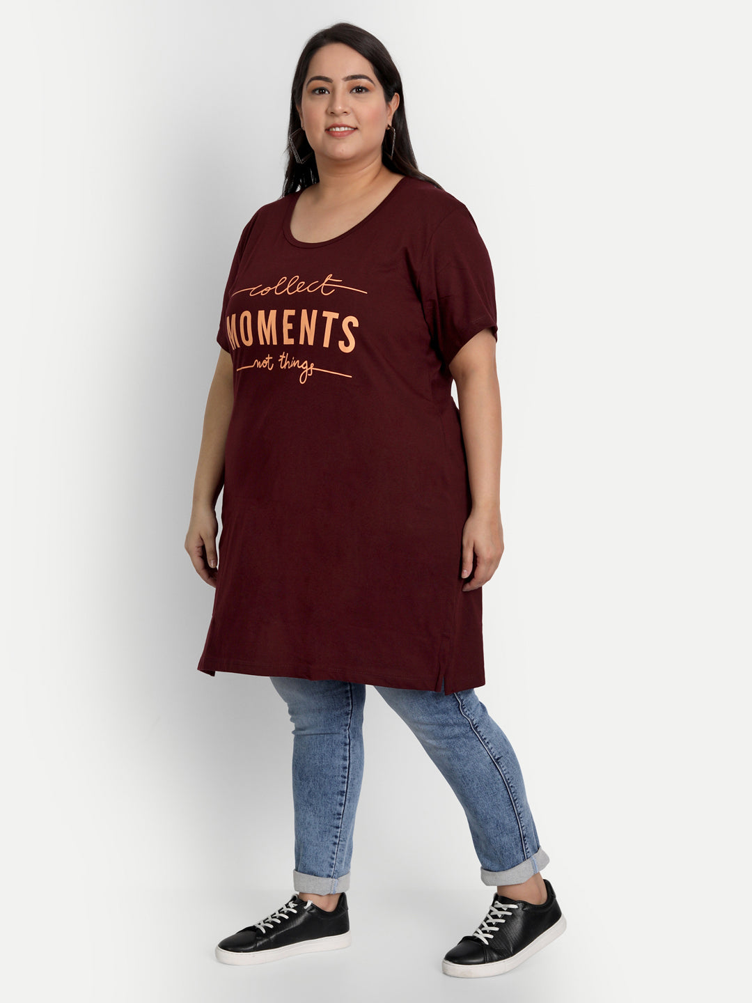 Half Sleeves Long Line T-Shirt