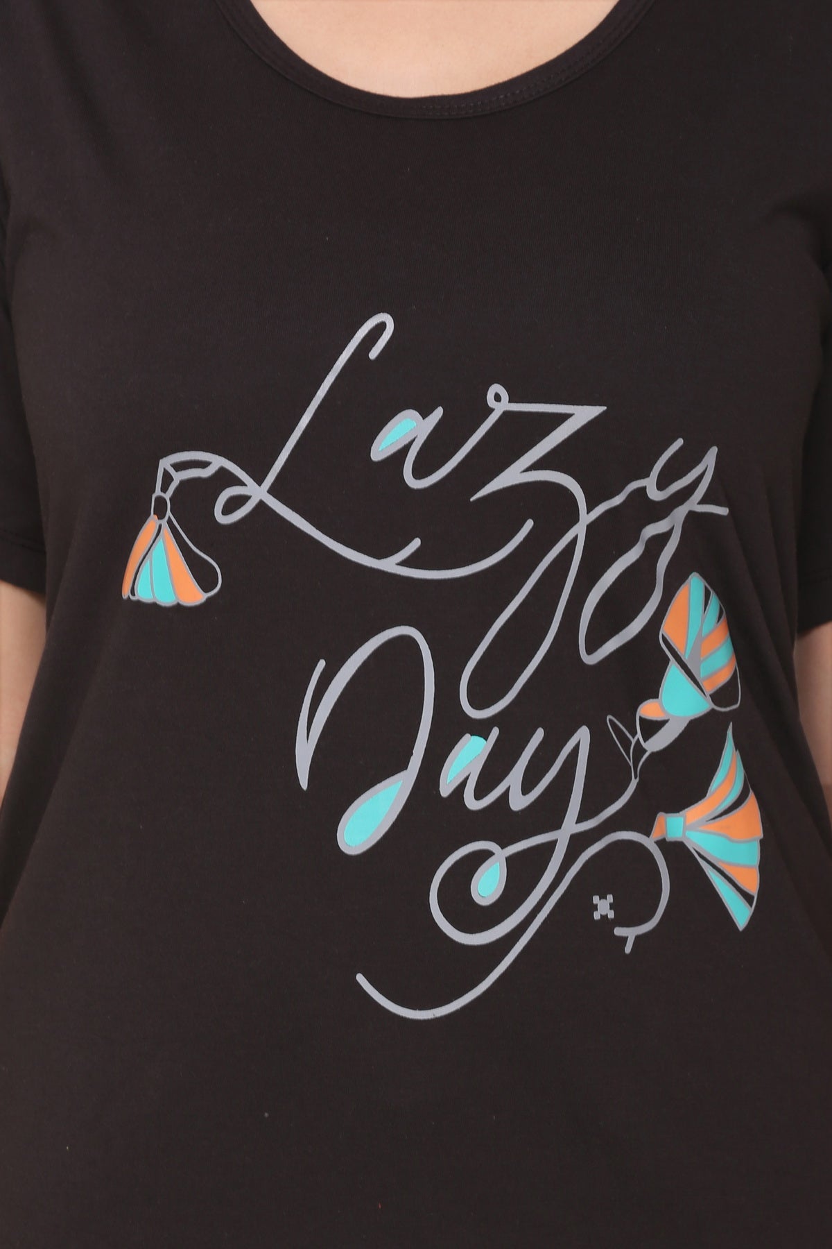 Stylish Black Half sleeves Long t-shirt For Women Online in India